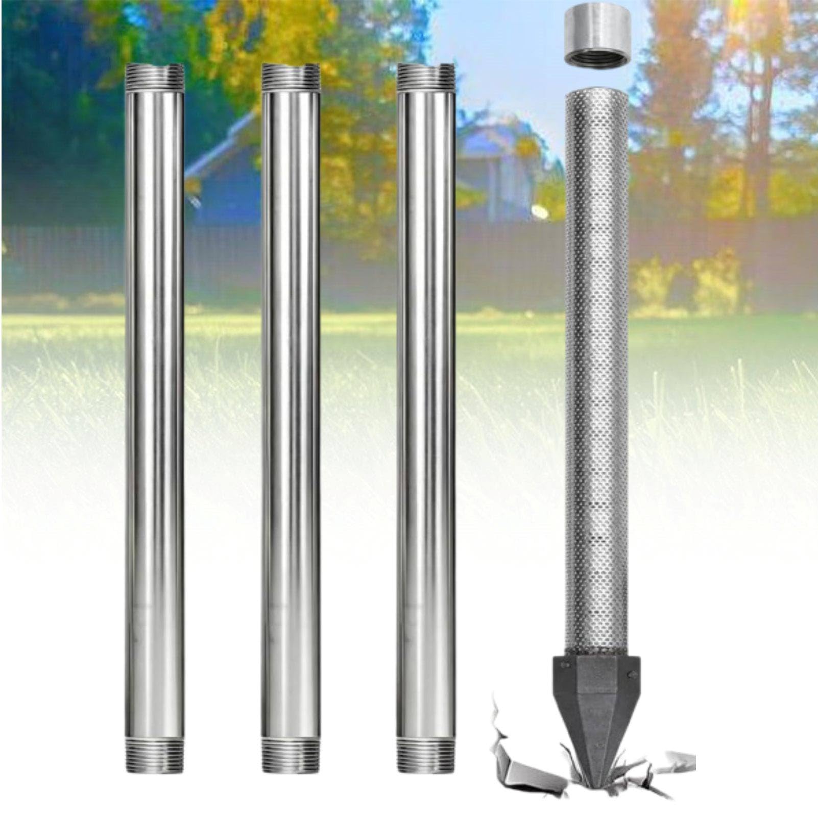 Kit de Forage de puits d'eau, Disponible en configurations de 4 m ou 6 m, Pointe de puits enfoncée de 1-1/4 Pouce avec crépine en Acier Inoxydable et tuyaux d'extension galvanisés 4M