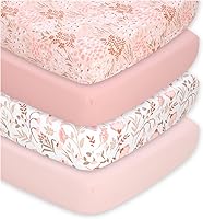 The Peanutshell 4-Pack Whimsical Floral Fitted Crib Sheets - Super Soft Breathable Baby Girl Nursery Bedding, Standard Mattress Fit