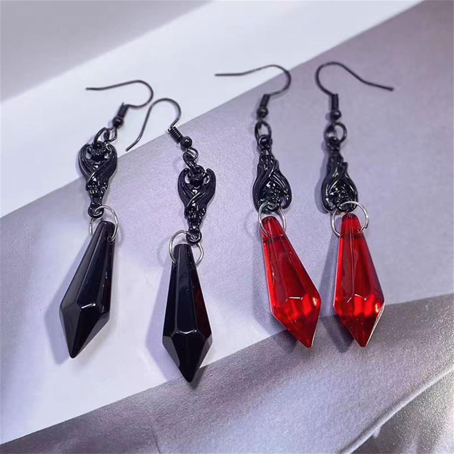 Gothic Bat Crystal Earrings Necklace Set for Women Vintage Punk Victoria Bat Wings Necklace Vampirina Witch Accessories Halloween Cosplay Party Jewelry Set - Image 5