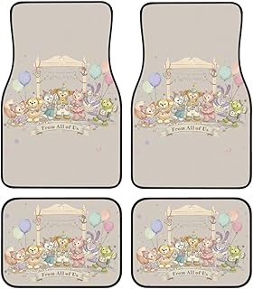 ダッフィー フレンズ リーナベル 【4点セット】車 フット カーマット カーペット 4パック 滑り止め 軽/普通車/Suv/バン/トラック 防水 ズレ防止加工 丸洗いok 汚れ防止 キャラクター かわいい