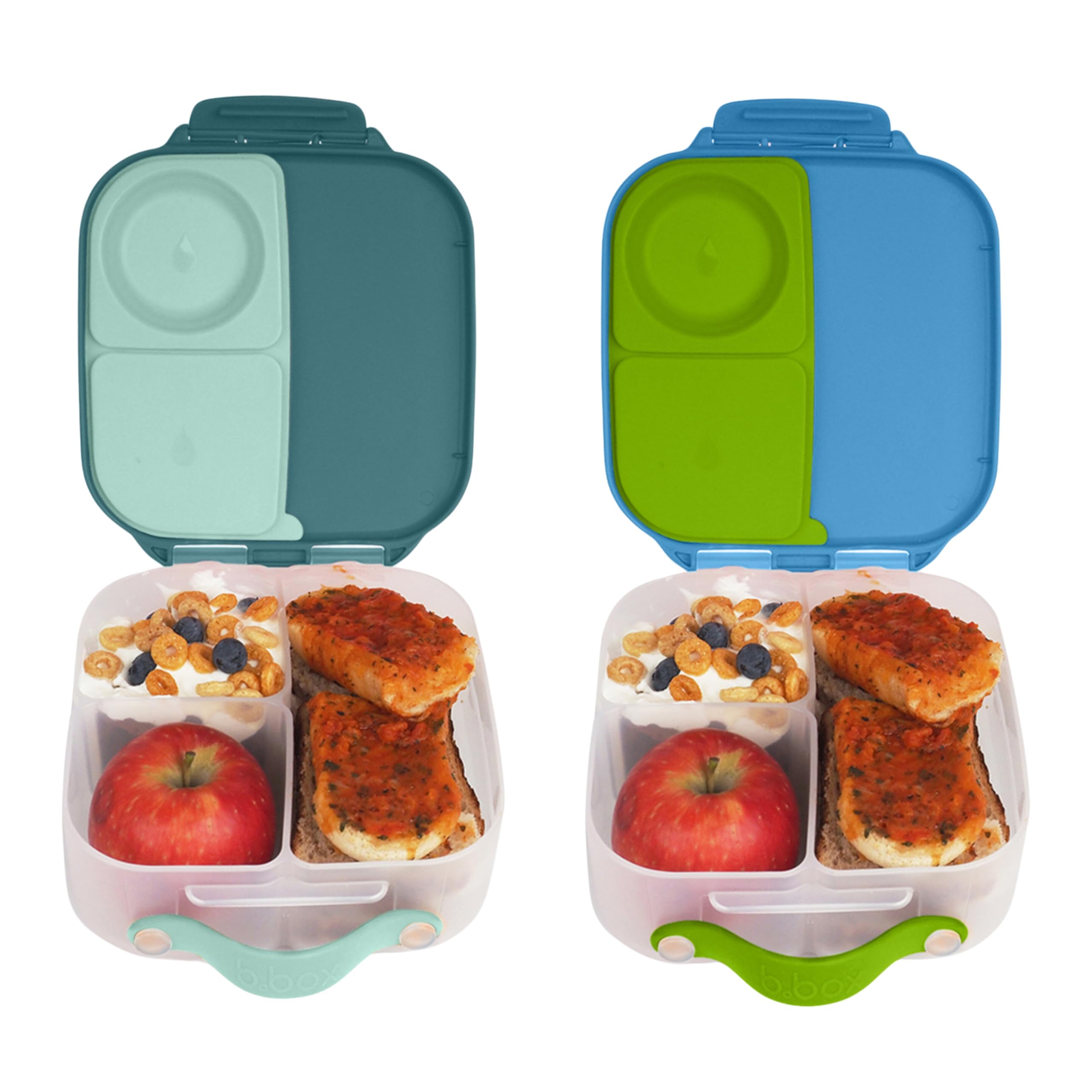 b.box Mini Lunch Box for Kids: Lightweight Bento Box, Lunch Snack Container with 2 Leak Proof Compartments.BPA Free.Ages 3+ (Emerald Forest + Ocean Breeze, 4¼ Cup Capacity)