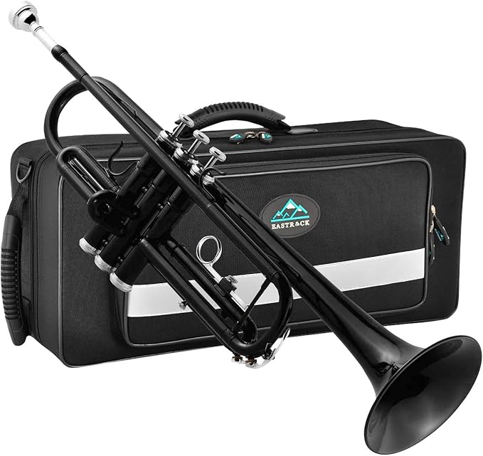 EastRock Black Trumpet Bb Brass Standard Trumpet with Hard