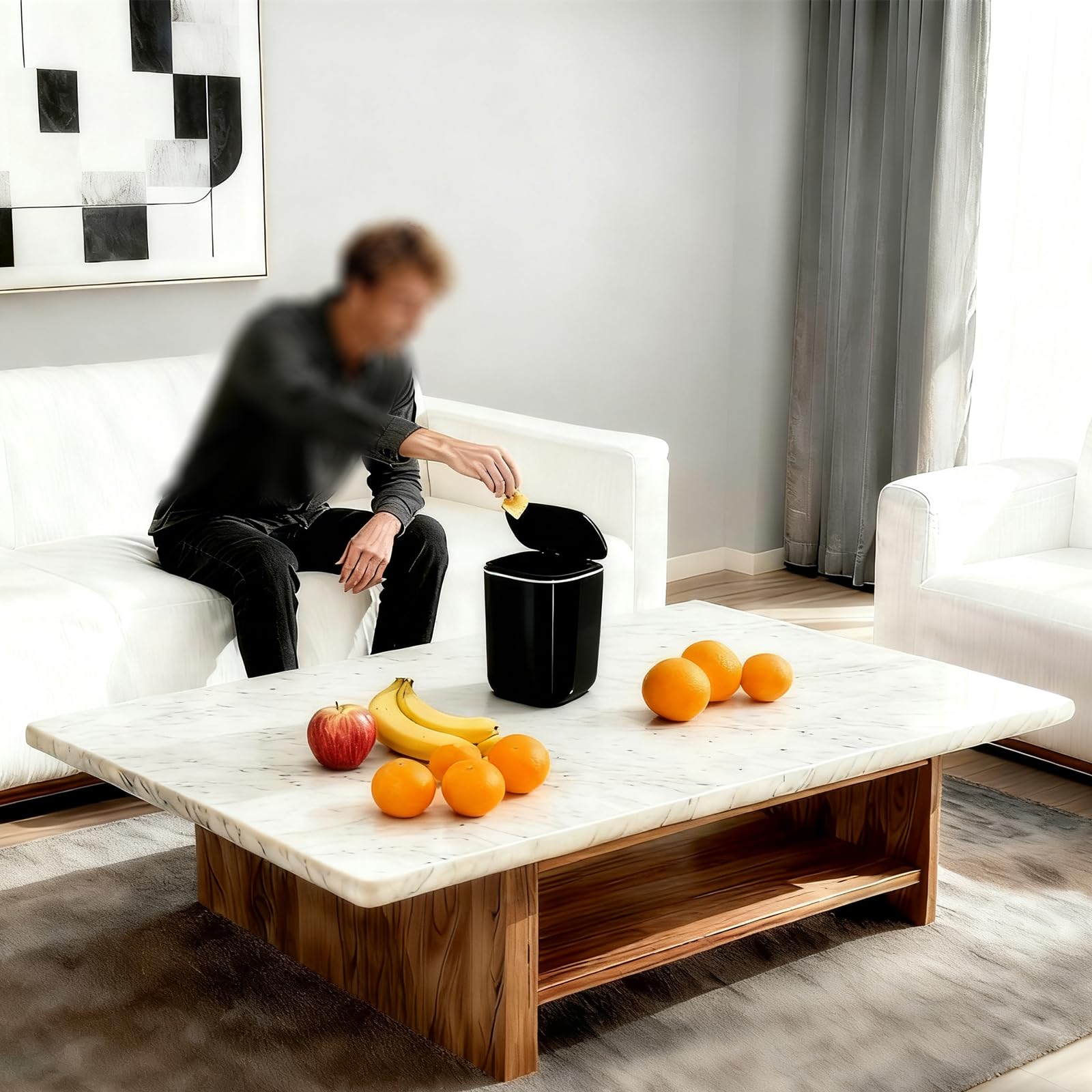 Poubelle de Table 2.4L avec Couvercle pour Bureau Salle de Bain