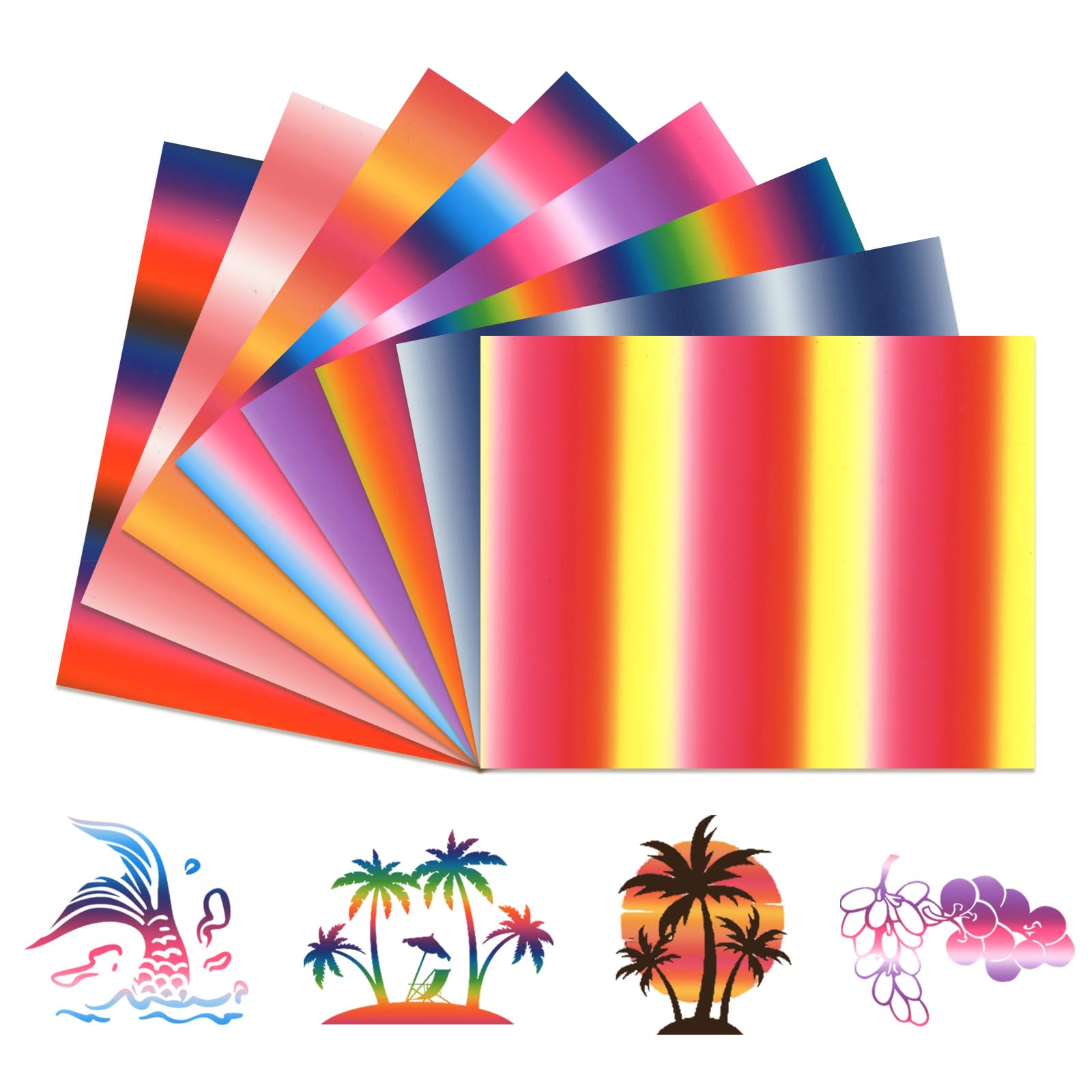 Tintnut Gradient Ombre Heat Transfer Vinyl - 8 Sheets 12" x 10" Gradual Change Color HTV Iron on Vinyl Perfect Suited All Machine