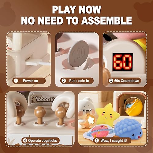 Miniatura 4 de Máquina de garras de osos para niños, juguetes de unicornios para niñas de 4 a 6 años, mini máquina expendedora de arcade con juguetes de recarga en