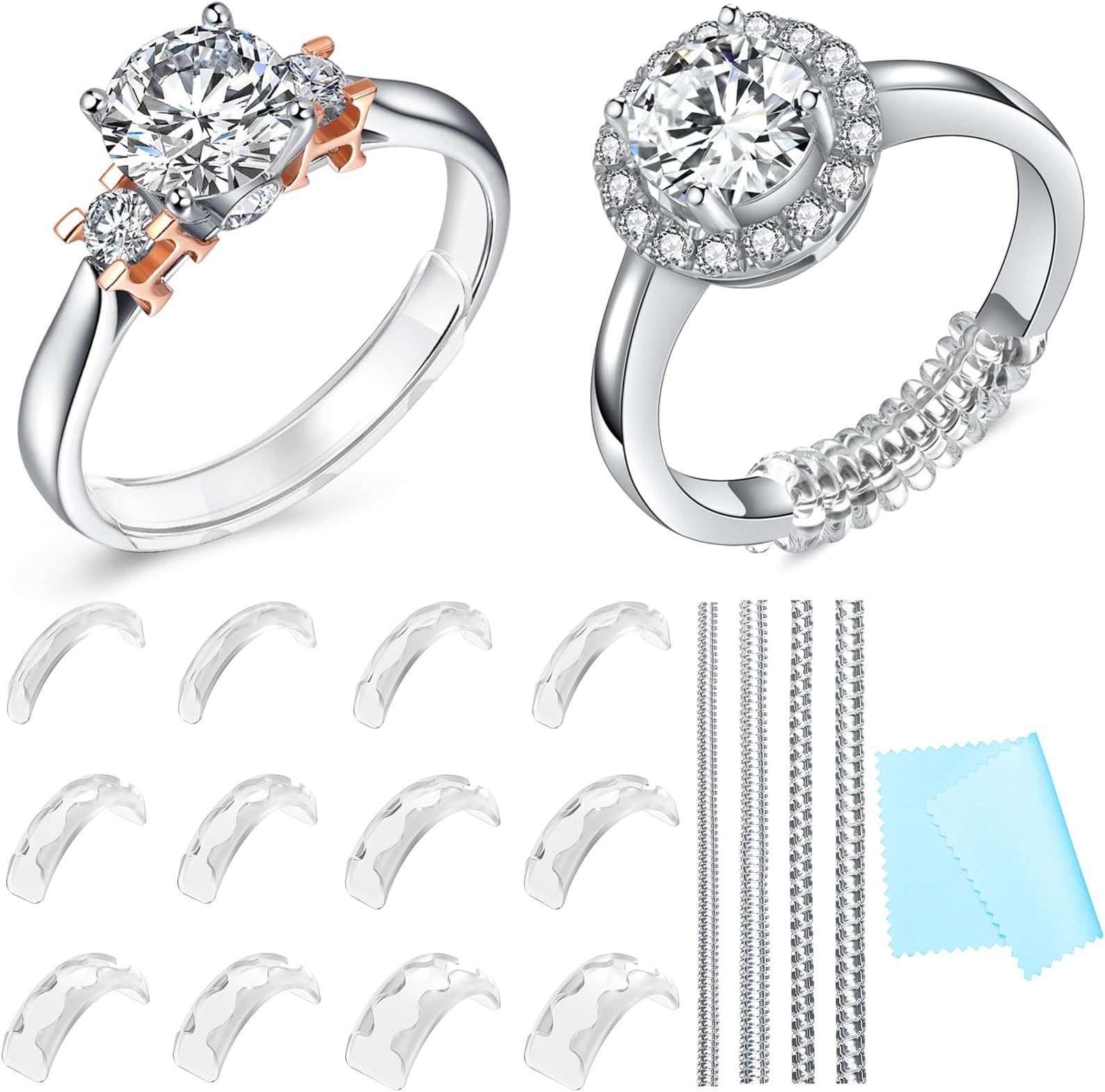 Ring Adjuster for Loose Rings Ring Size Adjuster for Loose Rings Fit Any Rings, Ring Tightener for Women and Men, 12 Pcs Invisible Ring Resizer