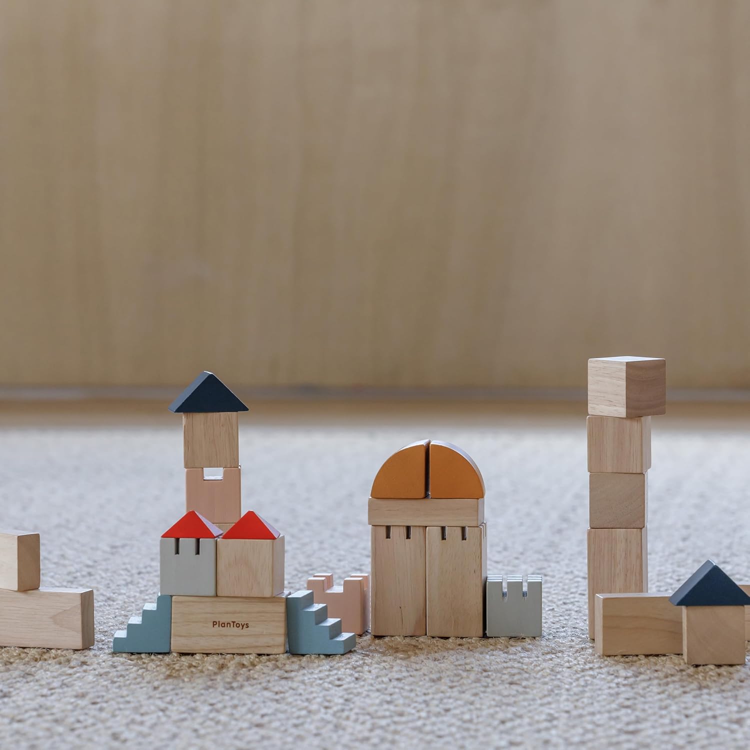 PlanToys® Creative Blocks Wooden Montessori Building and Imagination Toy in Orchard Shade | Fine Motor, Spatial Reasoning and Early STEM Learning Activity | Eco Friendly Open Ended Play Set