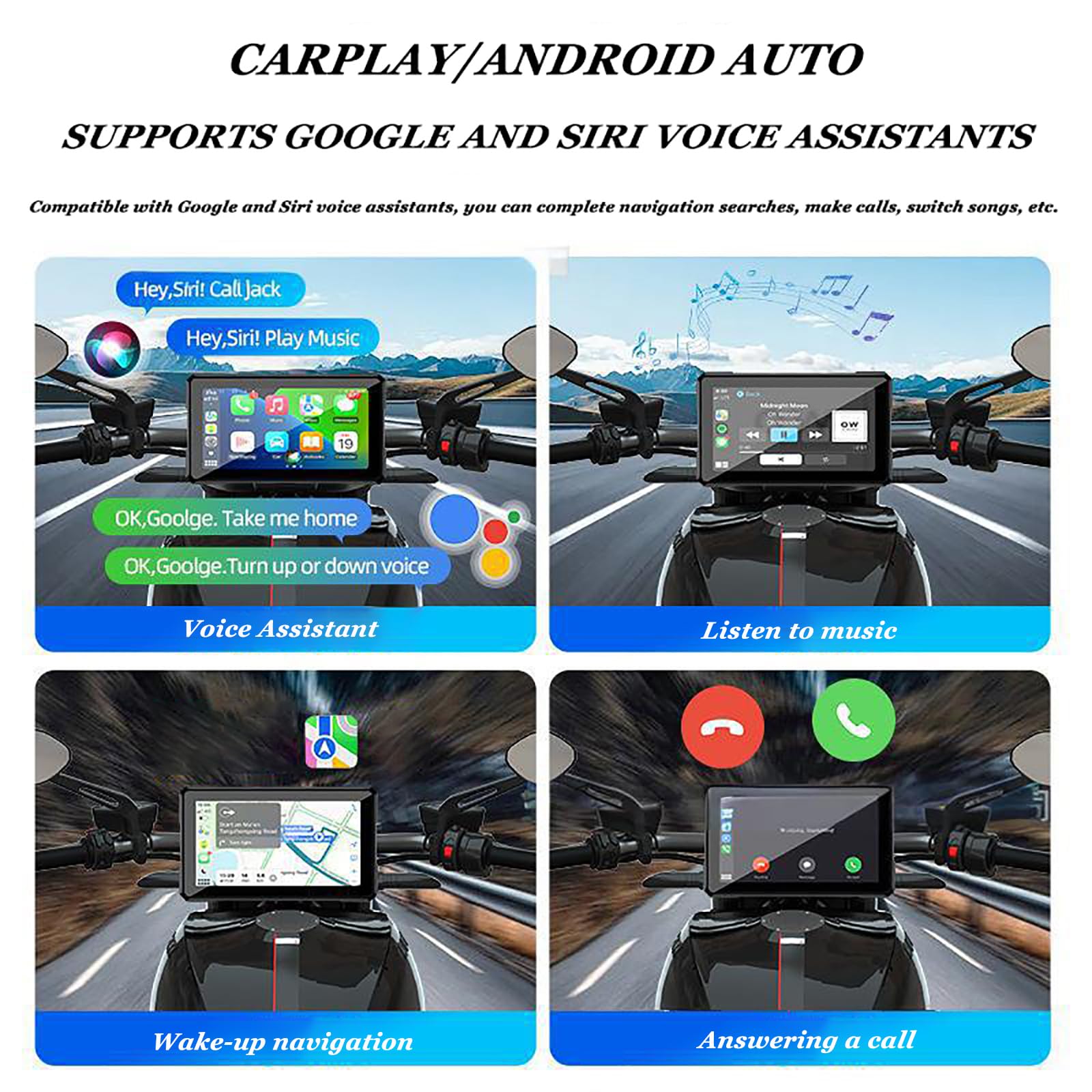 Écran Moto sans Fil CarPlay 5 Pouces pour Yamaha NIKEN 2018-2020 NIKEN GT, Portable Étanche D'affichage Écran avec Enregistreur de Conduite, Support Universel Guidon