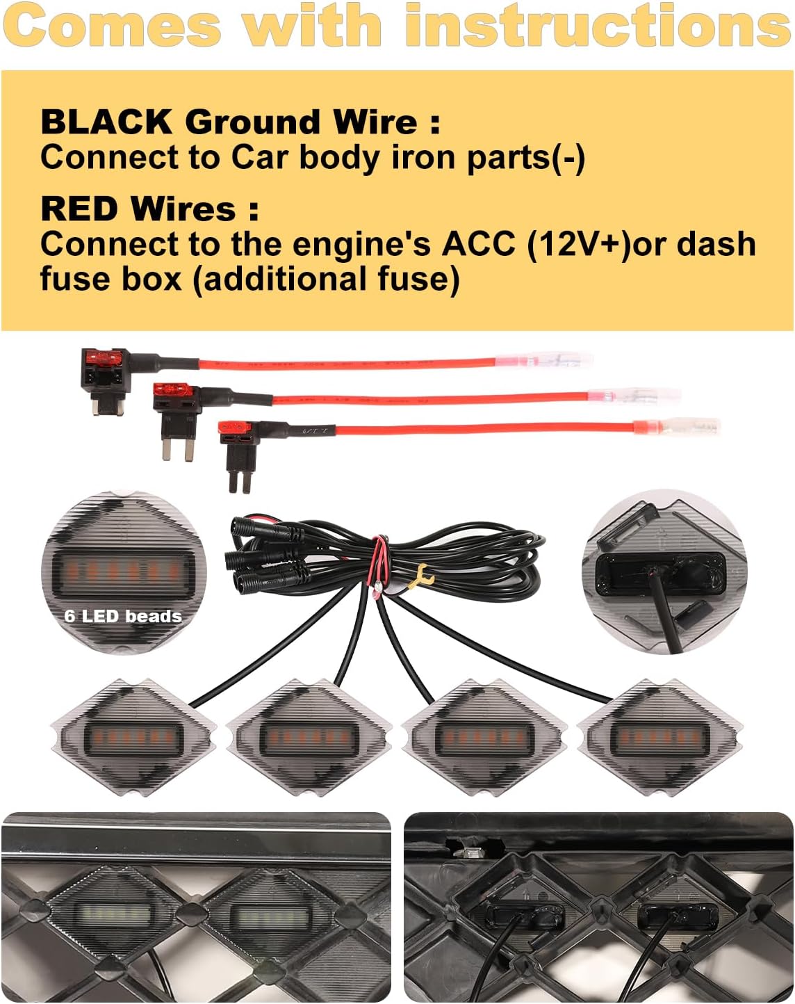 LED Front Grill Lights for Nissan Frontier 2009-2021 Raptor Lights fit S SV Prox PRO4X SL OEM Grille Accessories (White)