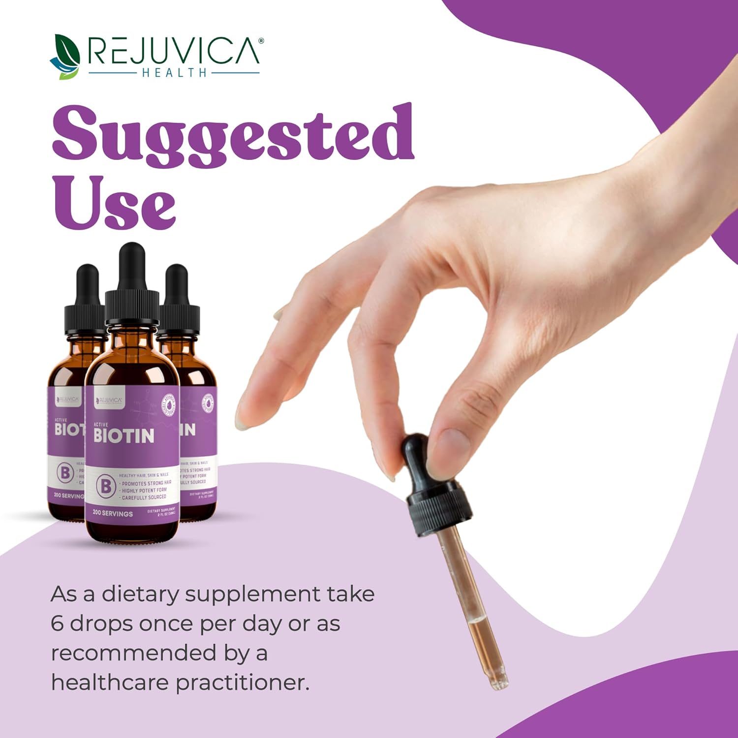 Rejuvica Health Active Biotin - Advanced Liquid Biotin Supplement - 5000mcg Support Hair Skin & Nails - Image 4