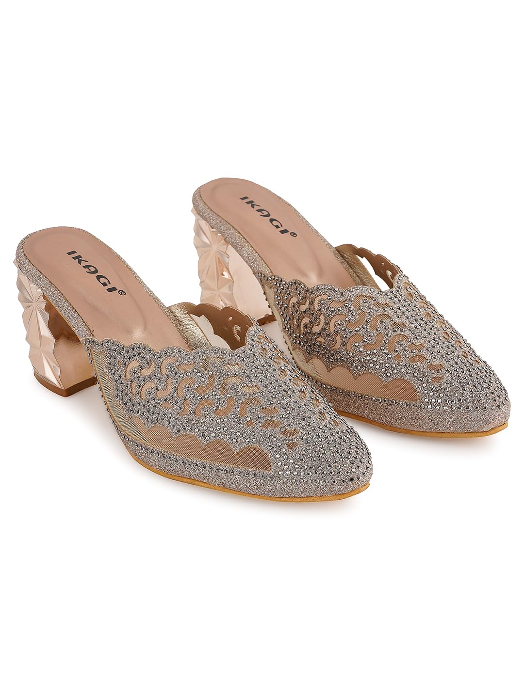 IKAGI Womens & Girls Party Ethnic Block Heels Mules Sandals (Gold, 8) (B0CX97BBMW) Amazon Price History, Amazon Price Tracker