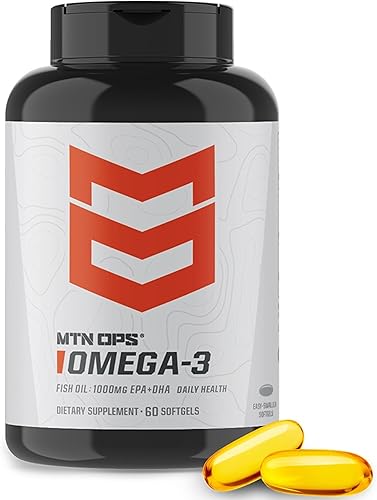 MTN OPS Suplemento de aceite de pescado Omega 3, cápsulas blandas de ácidos grasos de 1000 mg para una salud saludable del corazón, las