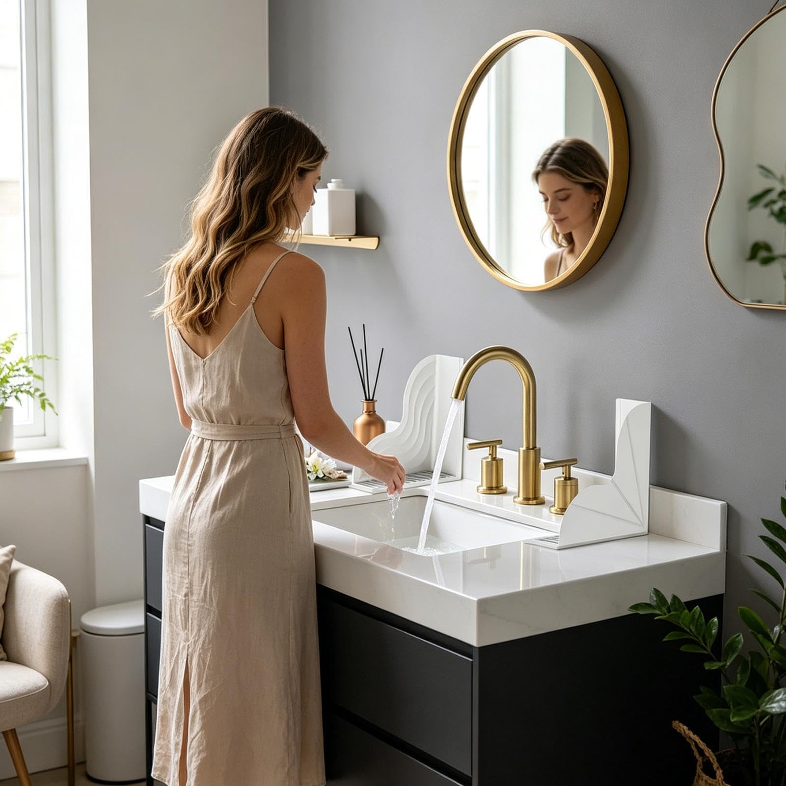 Paraspruzzi per doccia con forti ventose, barriera flessibile in silicone per bagno, cucina, vasca da bagno, ideale per proprietari di case, anziani, affittuari e genitori impegnati