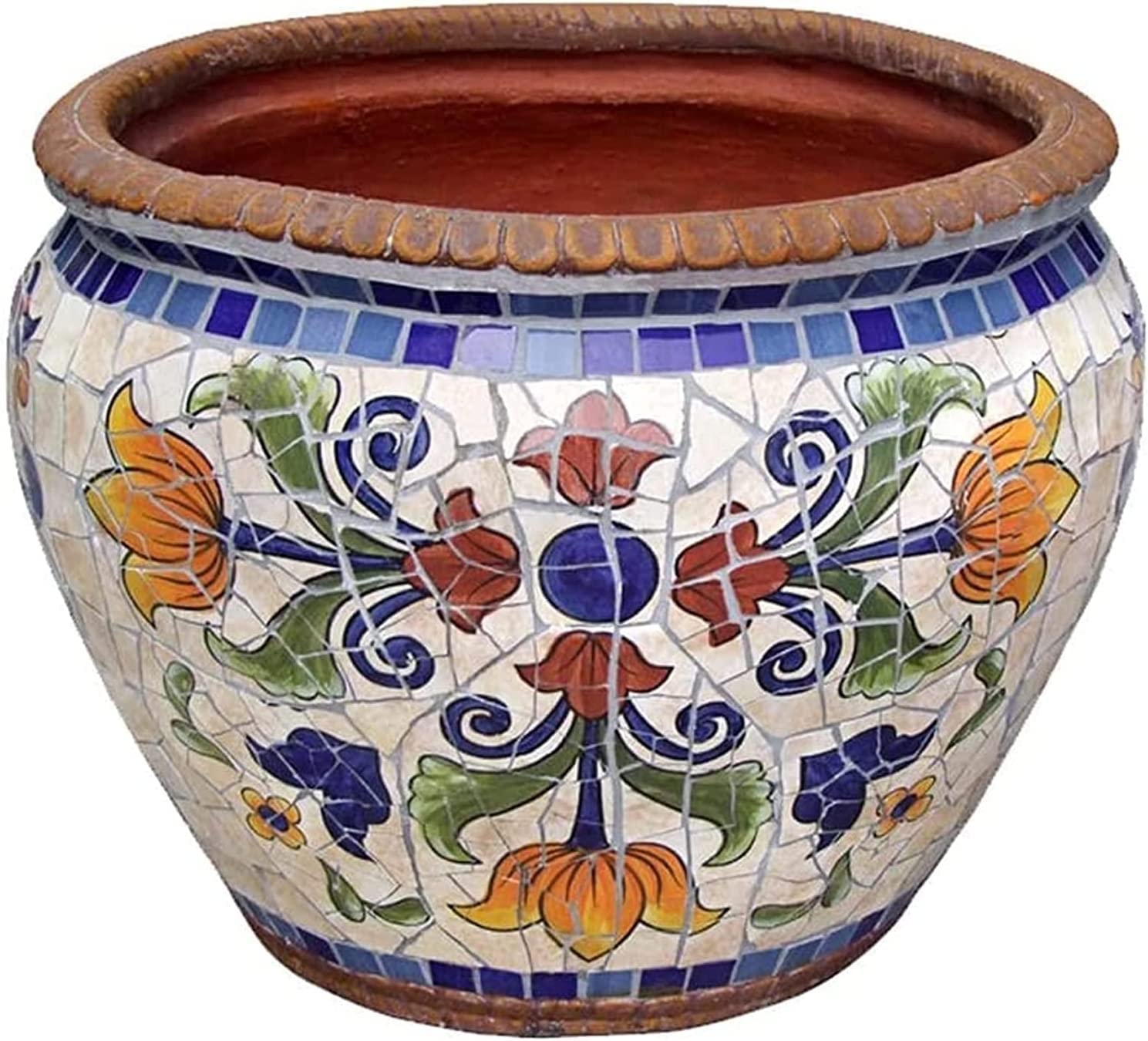 Dziedziniec Ręcznie malowana doniczka ceramiczna Willa Wystrój ogrodu Donica Duża donica zewnętrzna Doniczka Korytarz Nawa krajobrazowa Pojemnik Wazon Balkon Taras Wewnątrz Na zewnątrz (A 32 * 35cm)