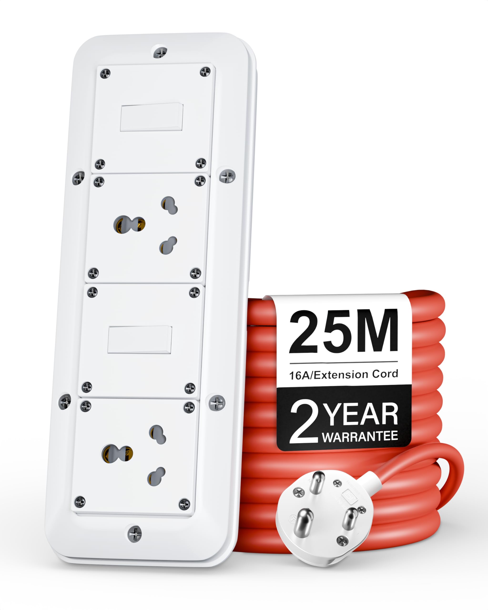 FEDUS 16amp 2500 Watts 25 Meter Cable Heavy Duty High Load Capacity Electric Power Extension Switch Board 1.5 SQ MM Cord with 2 Socket 2 Switches,for Oven,EV Charger Charging,Press,Induction Stove,AC-image-21