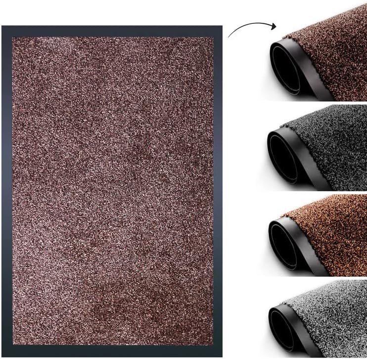 TradeXone Door Mat Non-slip Mats-Stain-Resistant Entrance Rug- Heavy Duty Washable Door Mats Indoor- Dirt Capture, Super Absorbent, Soft Feel Polyester Door Mats Outdoor (90cm x 150cm, Anthracite)