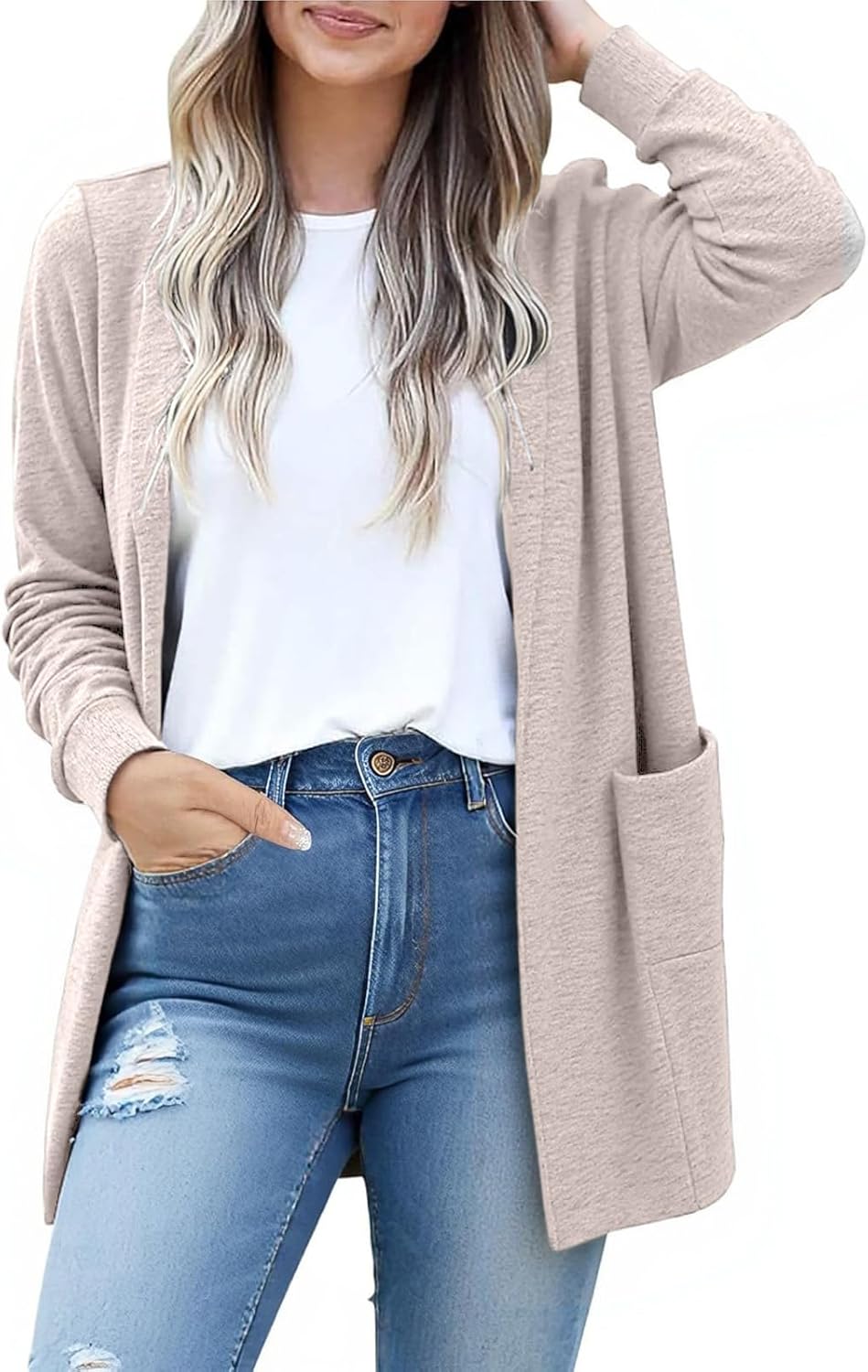 Lightweight Trendy Cardigan Sweaters for Women Open Front Casual Loose Spring Fall Outfits with Pockets