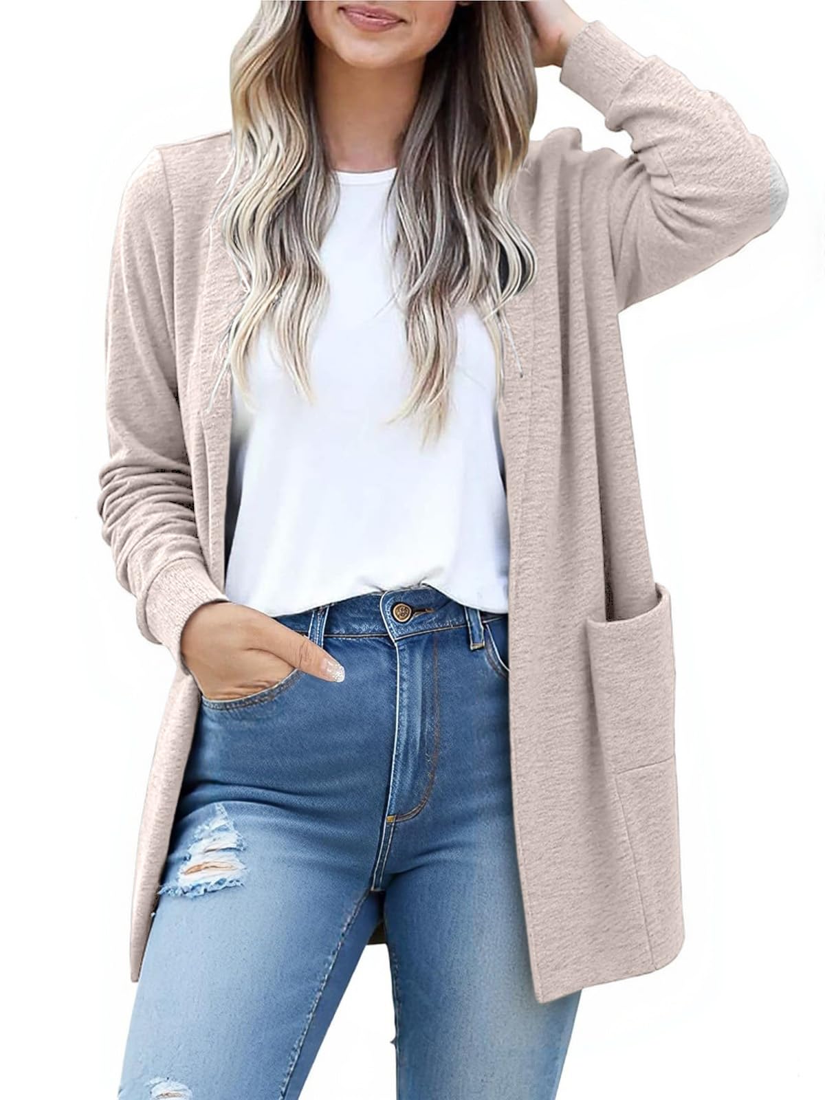 Lightweight Trendy Cardigan Sweaters for Women Open Front Casual Loose Spring Fall Outfits with Pockets