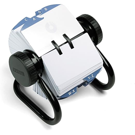 Rolodex Open Rotary Business Card File with 500 2-1/4 x 4 Inch Cards and 24 Guides, Black Finish (66704)