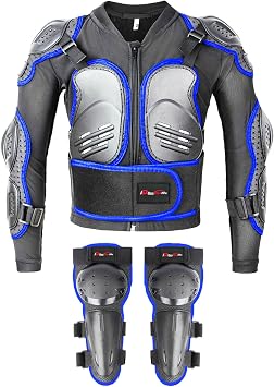 Kids Motorcycle Jacket Armor Suit-Dirt Bike Gear for Children,Back Chest Knee Protection for Cycling Skateboard Skiing