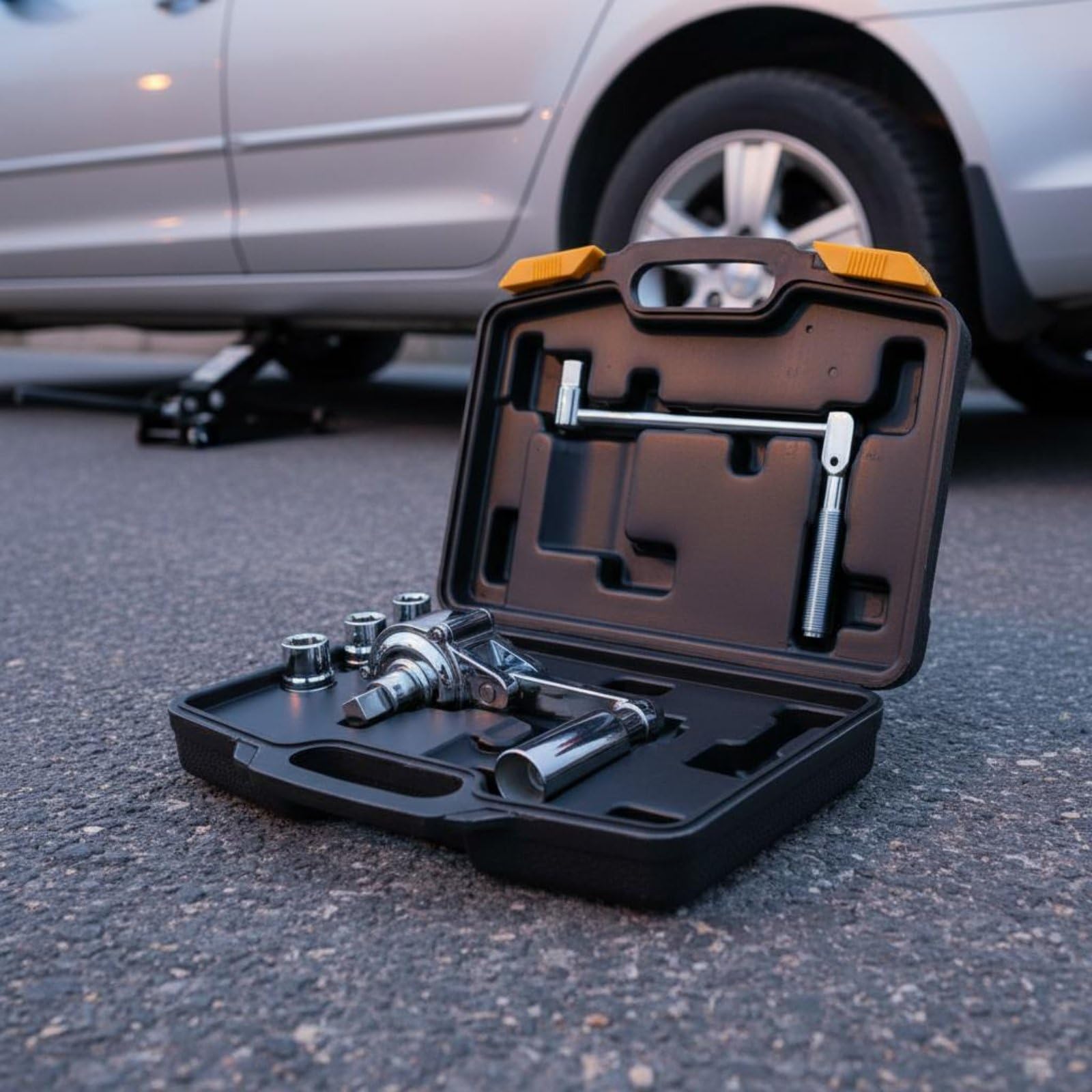 Reifenwechsel Schlüssel set Radwechsel Werkzeug Ratschenradschlüssel Lug-schlüssel Autozubehör aus Chrom-vanadium-stahl mit Stecknuss Sortiment für Auto SUV Werkstatt Reise Pannenstop