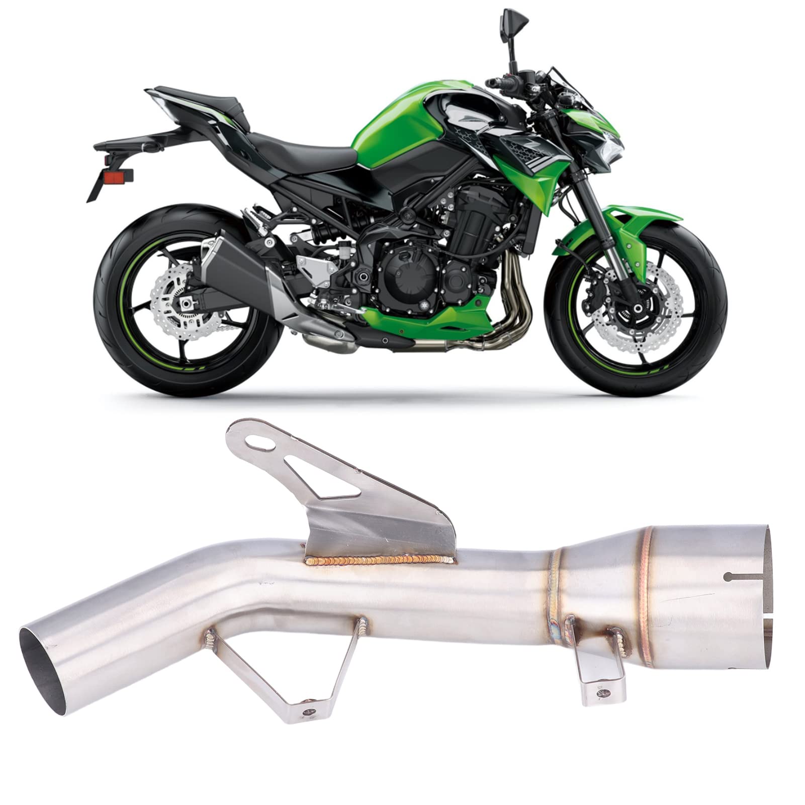 Edelstahl-Ersatz-Motorrad-Auspuffrohr für Z900 2017-2021 mit 304 Beständigem, Mittlerem Verbindungs Rohr Ersatz für
