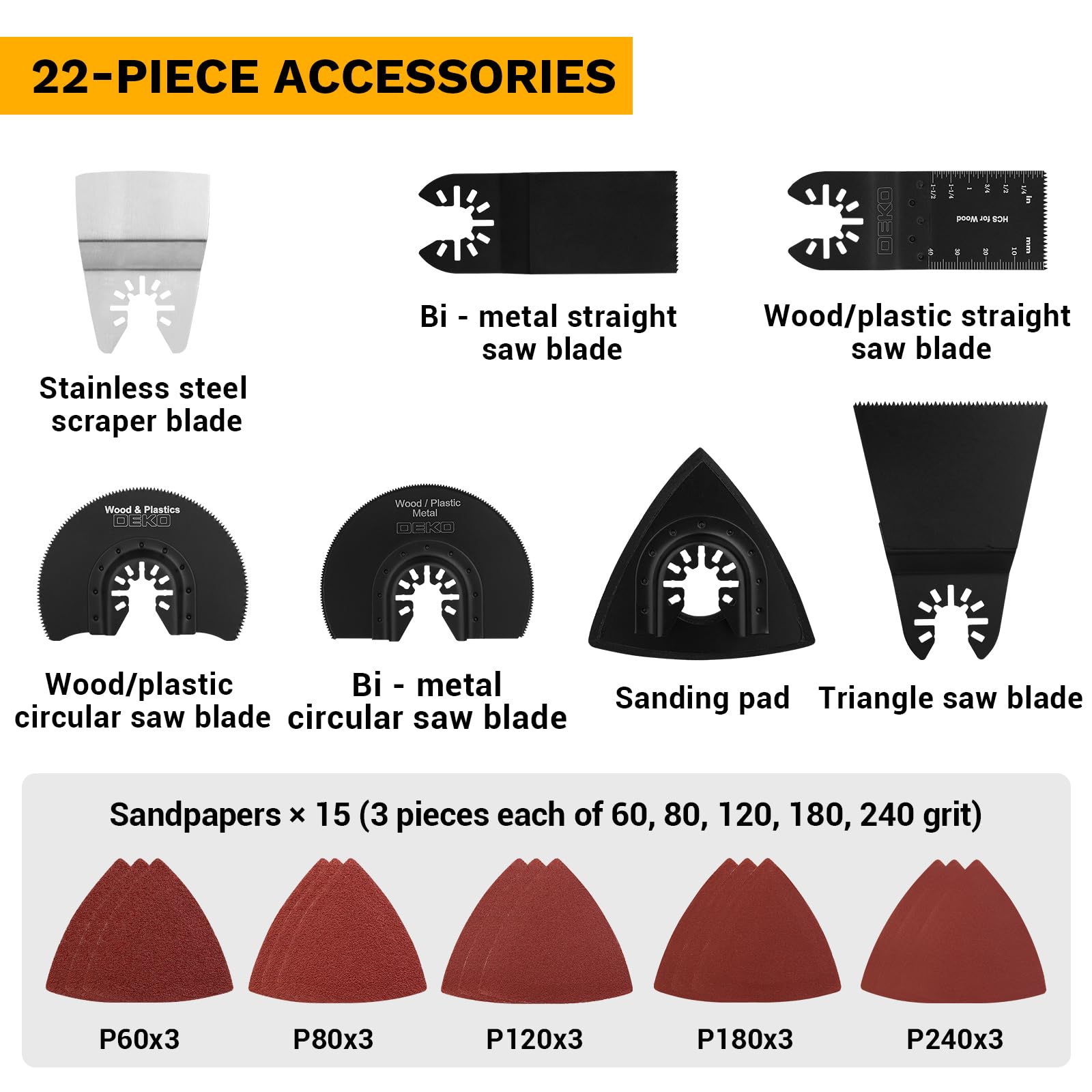 DEKOPRO Oscillating Tool - 22-Piece Kit -2