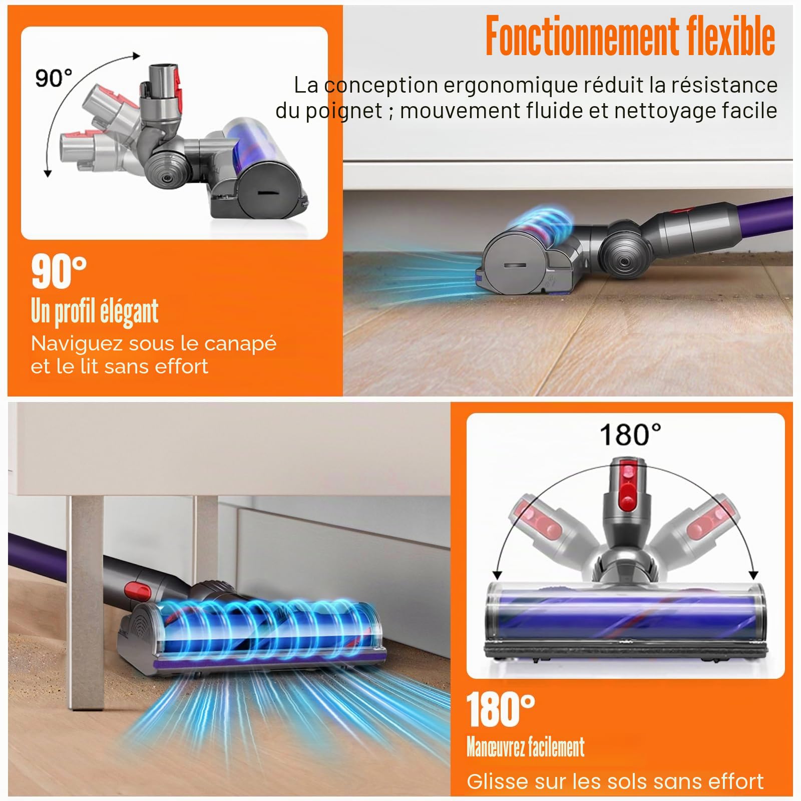 Tête de Brosse pour Dyson V7 V8 V10 V11 V15 SV10 SV11 SV12 SV14 Cyclone, Brosse de Nettoyage de Tête de Moteur, pour Tapis et Sols Durs Pièce de Rechange 967483-04