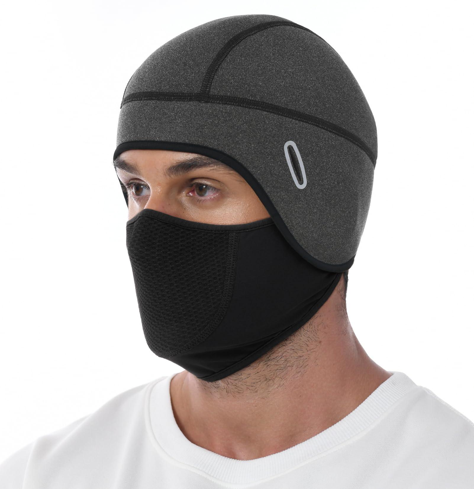 MELASA Thermal Skull Cap Helmet Liner Hat with Face Cover, Balaclava Face Mask with Glasses Holes for Cycling Motorcycle