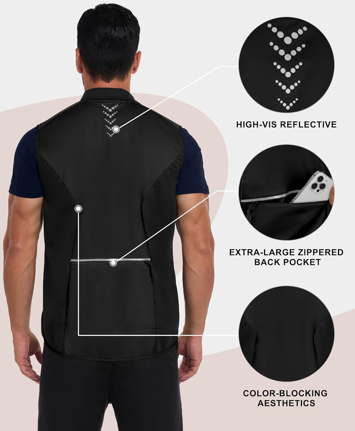 Little Donkey Andy Men's Water-resistant Outerwear Vests, Stretch Windproof Vest for Cycling, Running, Golf