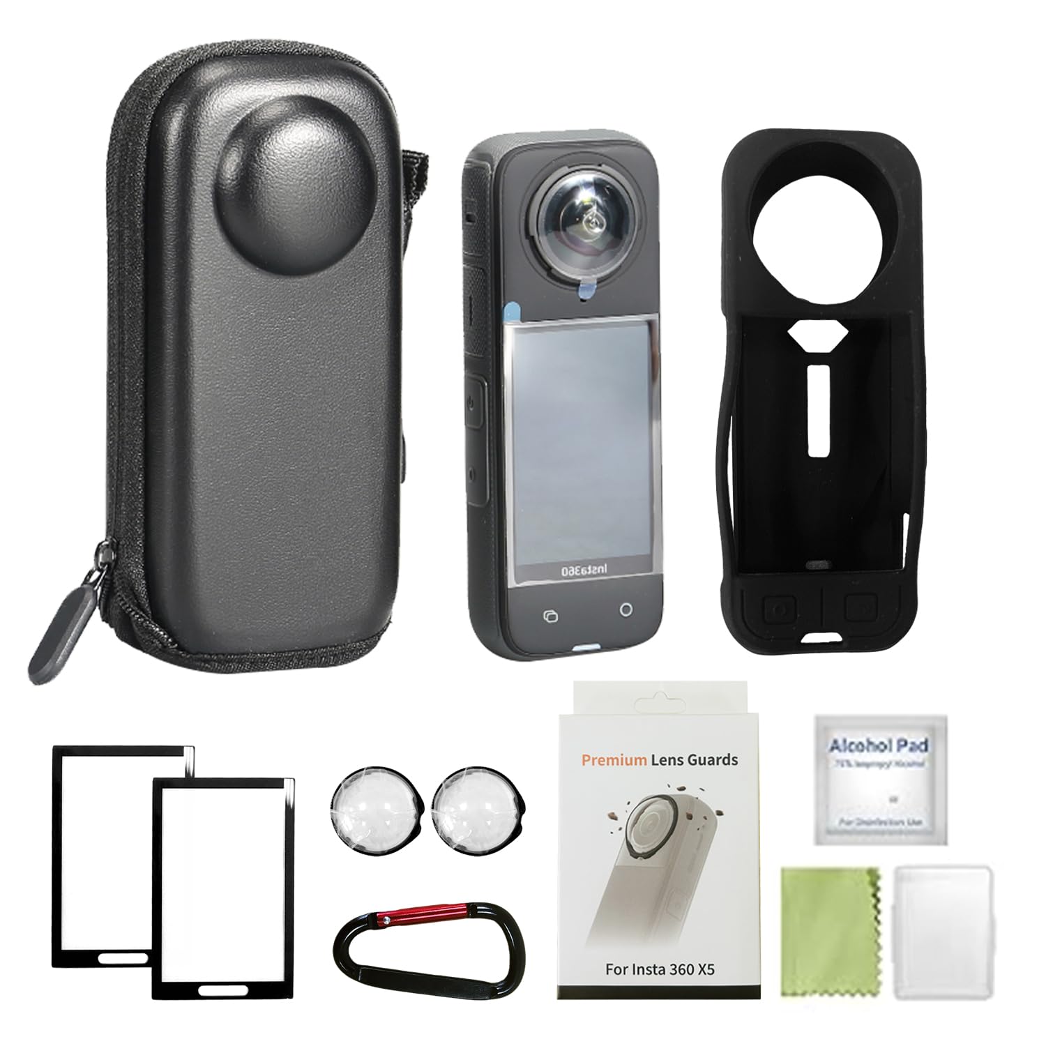 Protector Insta360 X5 kit de accesorios JFX con vidrio templado y soporte 8