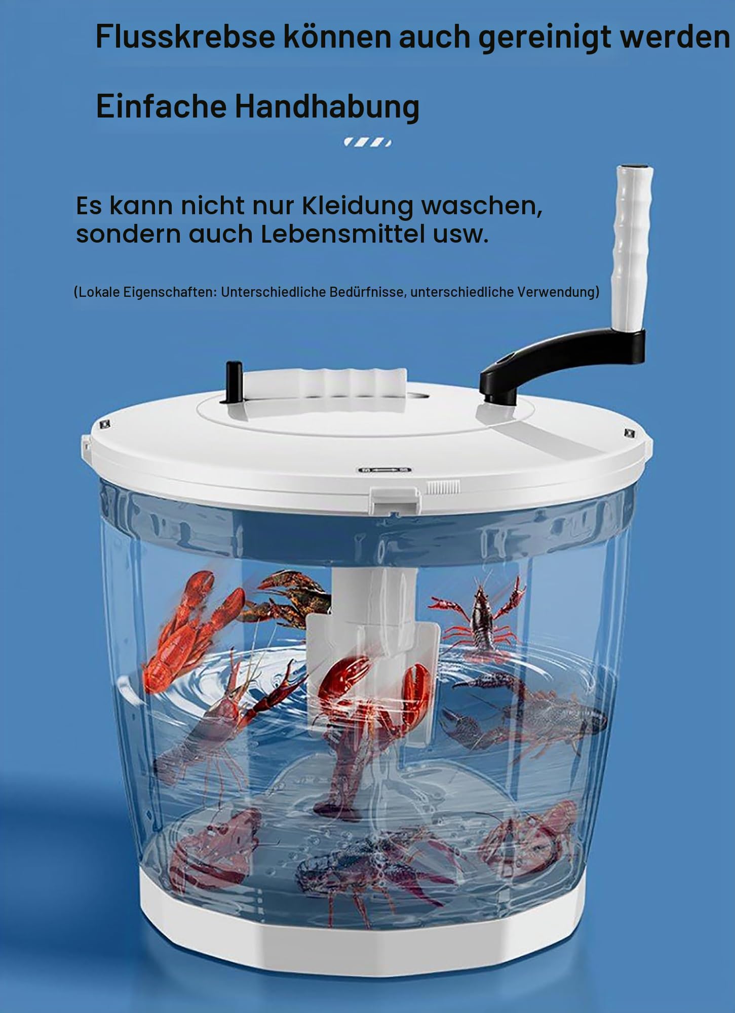 Tragbarer Handkurbel-Wäscheschleudereimer, nicht-elektrische Waschmaschine und Schleudertrockner, Mini-Handkurbel, Wäschetrockner für Schlafsaal, Wohnung, Wohnmobil (blau)