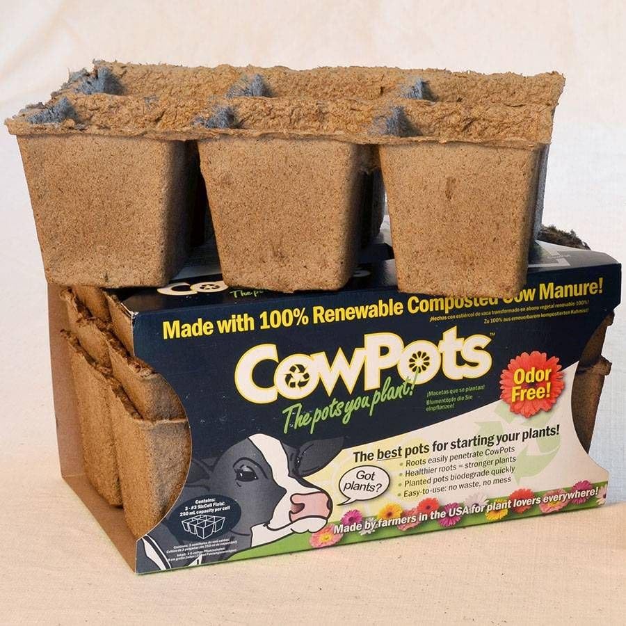 Park Seed CowPots 3-inch Tall Square Nitrogen-Rich Plant Seedling Starter Set of 3 (6-Pack)