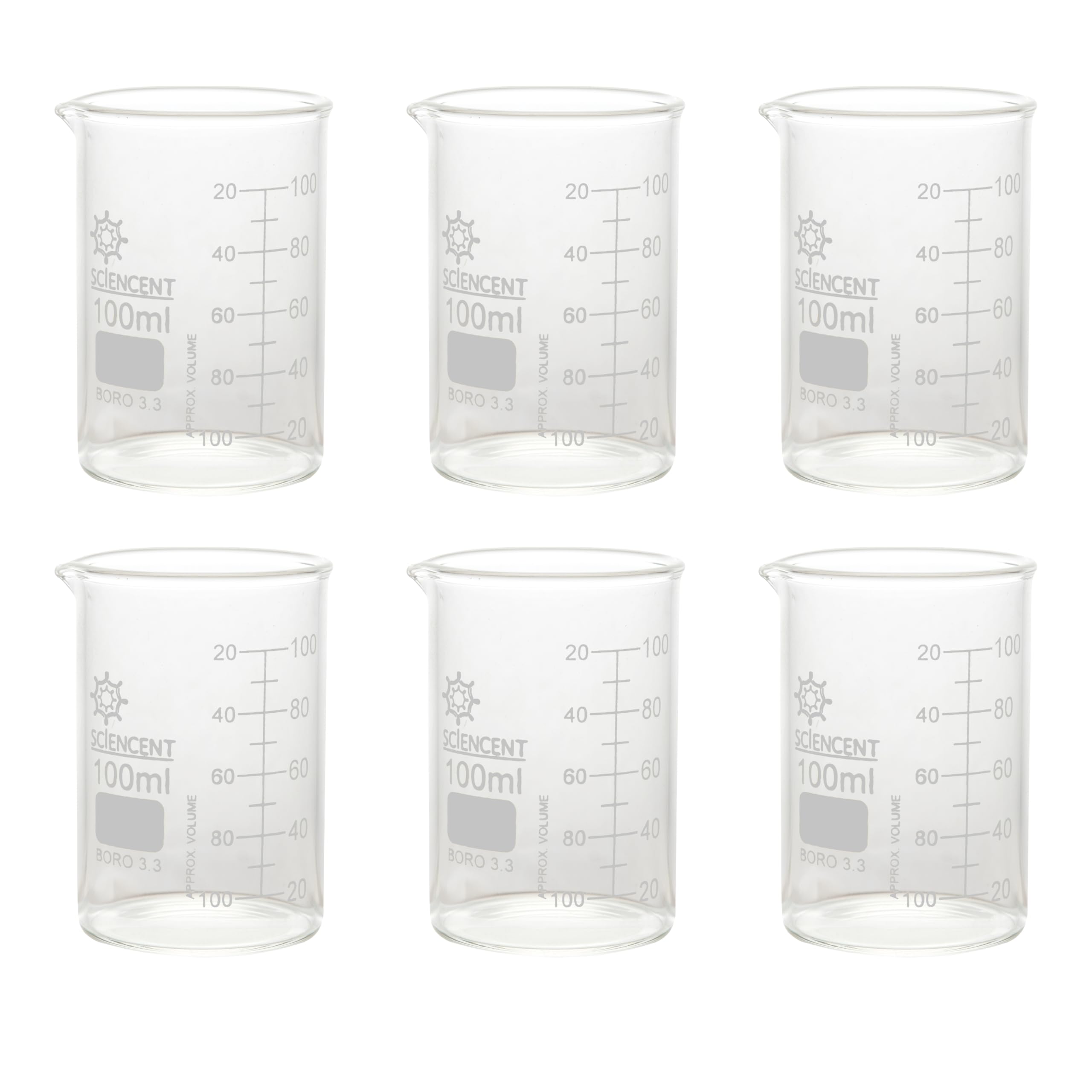 Sciencent Glass Beaker Sets (100mlX6)