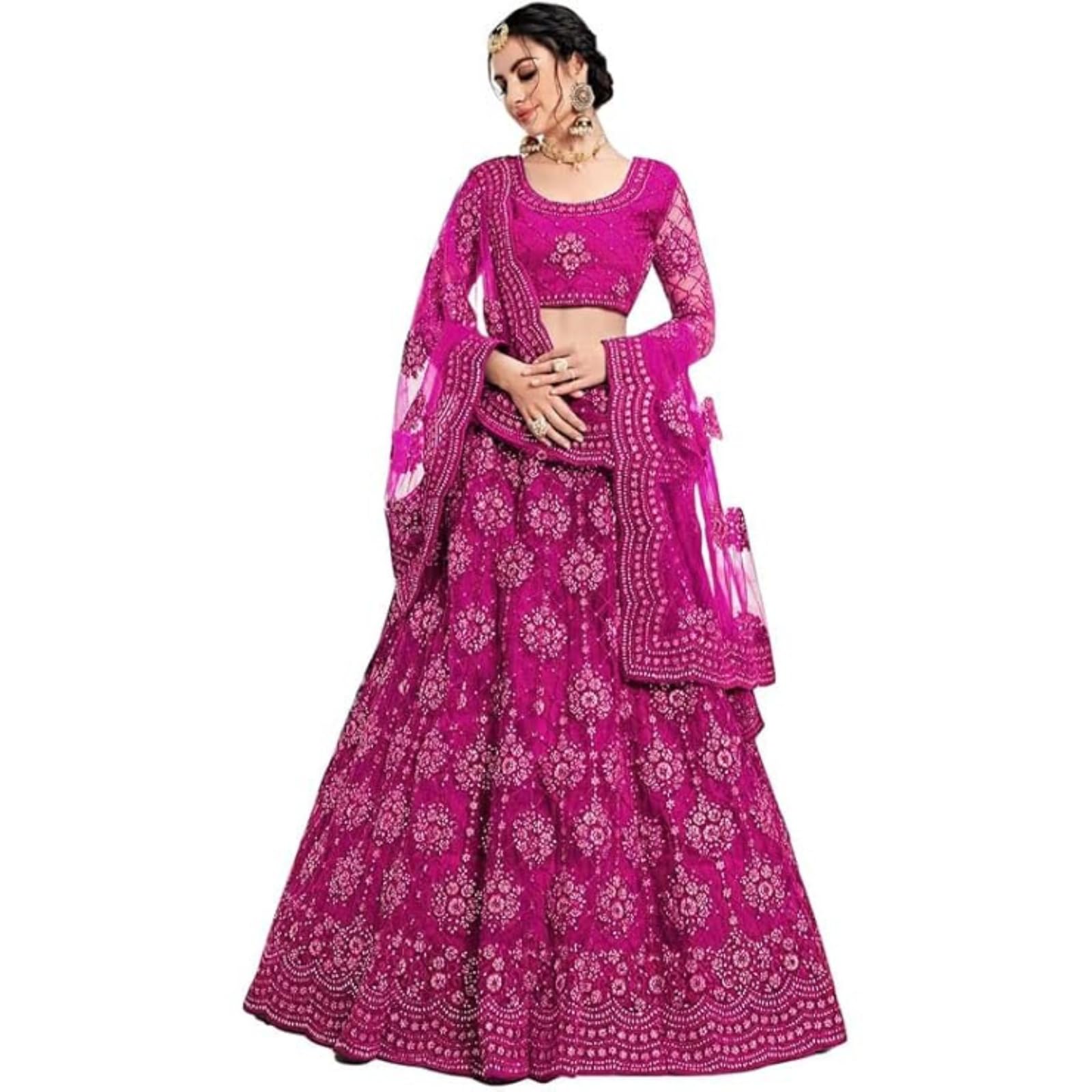 ZAALIMA FASHION Embroidered Semi Stitched Lehenga Choli Dupatta set with unstiched blouse piece and Flare Lehenga choli