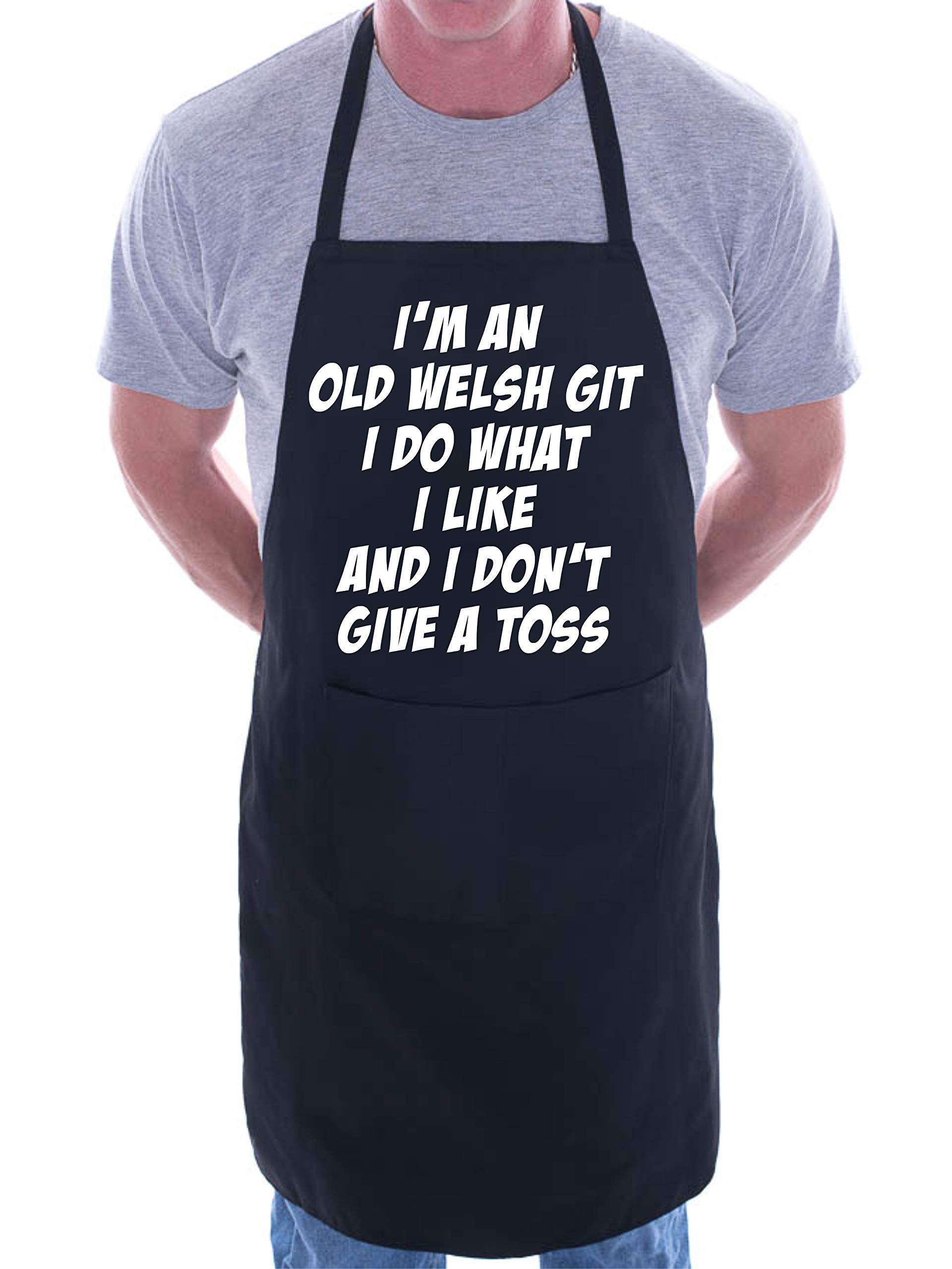 Print4u Men's Black Old Welsh Git Wales Cymru Novelty Bbq Cooking Apron
