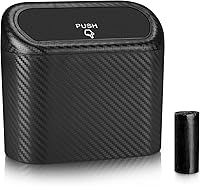 Vista 13 de Accmor - Paquete de 2 mini botes de basura con tapa para automóvil, organizador pequeño de basura con bolsa de basura, para colgar, a prueba