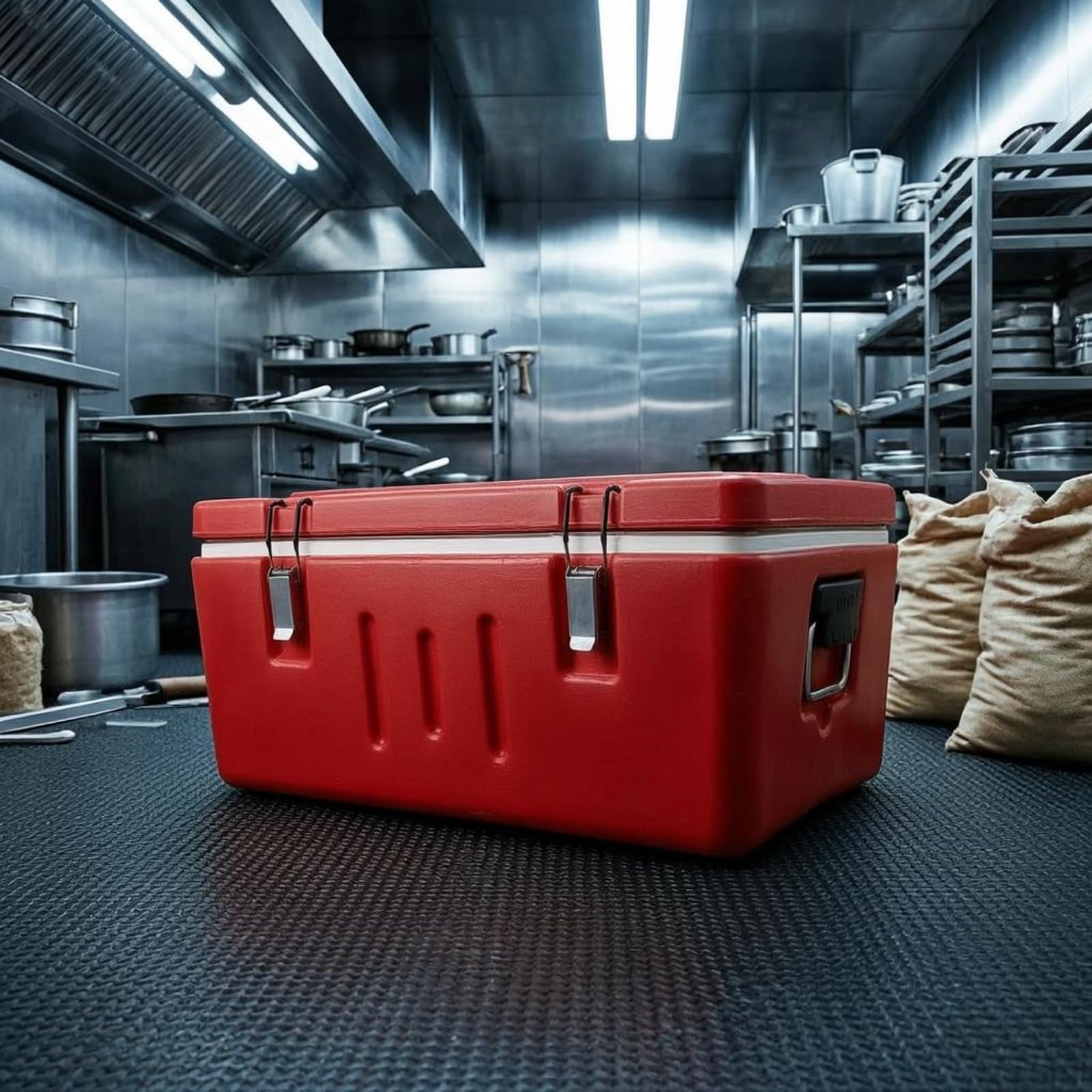 Contenitore Termico Rigido con Maniglie Laterali Contenitore in Acciaio Inox Chiusure Metalliche Scatola Pranzo in Acciaio Inox, Tre Scomparti