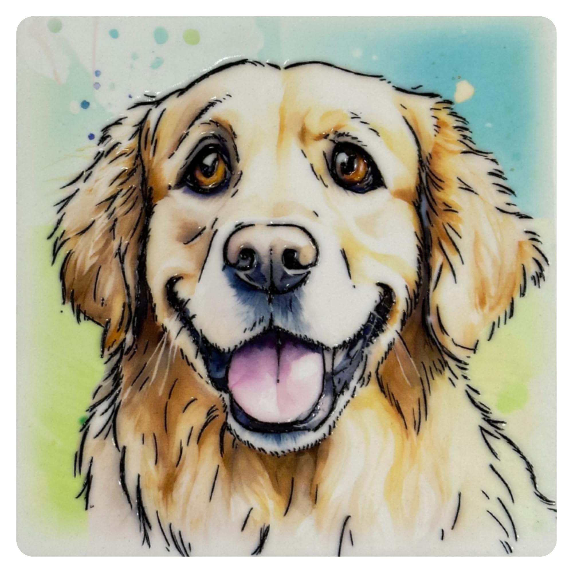 Art of Arora 2958 Golden Retriever Ceramic Coaster 10 x 10cm