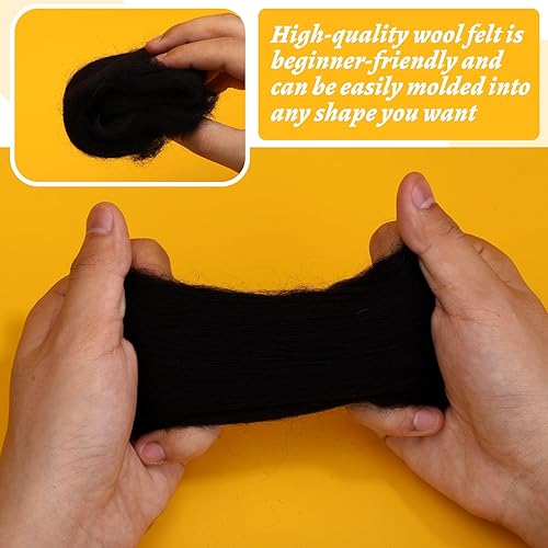 Miniatura 4 de Hilo de lana de 7.02 onzas, lana natural de color, suministros de fieltro de lana para fieltro de aguja, hilado a mano, materiales de manualidades,