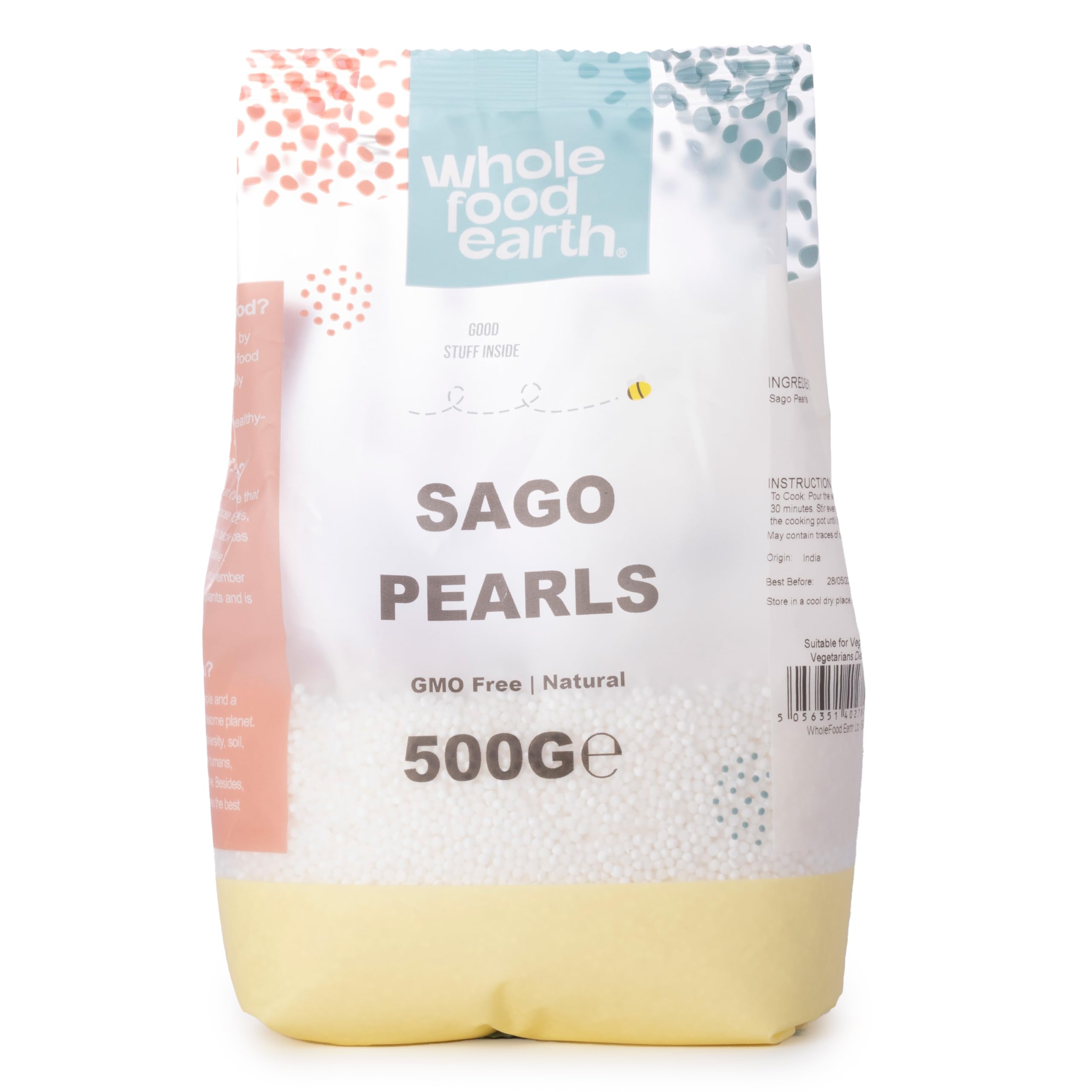 Wholefood Earth Sago Pearls 500 g | GMO Free | Natural