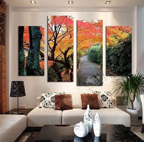 Amazon Shisyan 壁画 壁掛け 研究の絵を描く4つの森の壁を塗るキャンバスマイクロスプレーホームレストランリビングルームのベランダ油は壁画 25 40センチメートル 2 25 60センチメートル 2内部フレーム塗装 が美しいポーチ おしゃれ プレゼント ウォール