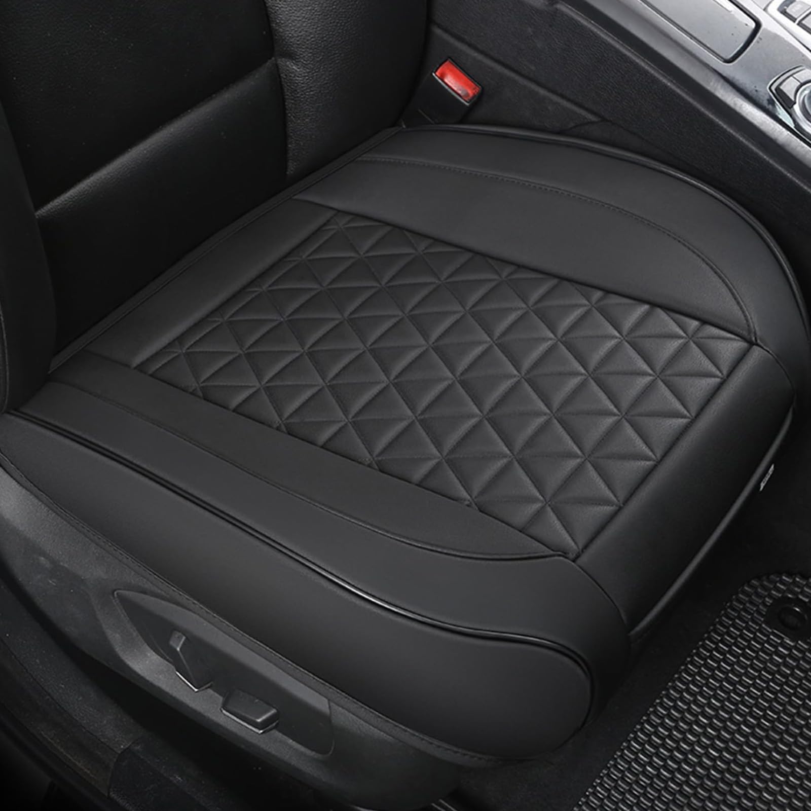 RWQZEOJO for Renault Megane Koleos Latitude Scenic Fluence Kadjar Car Seat Cushion, Wear Resistant PU Leather Front Seat Cover Protector, Triangle Quilted Non-Slip Seating Pad Car Seat Pad