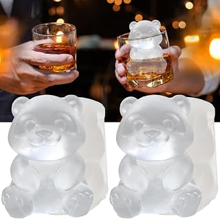 3D Panda Ice Cube Silicone Molds Tray for Whiskey, Cocktail, Drink, Bar; Rich Details. Fun Animal Mold for DIY Craft Taba Squishy Chocolate Soap Candle Resin Gift for Women Girls Boys; 2 Pack