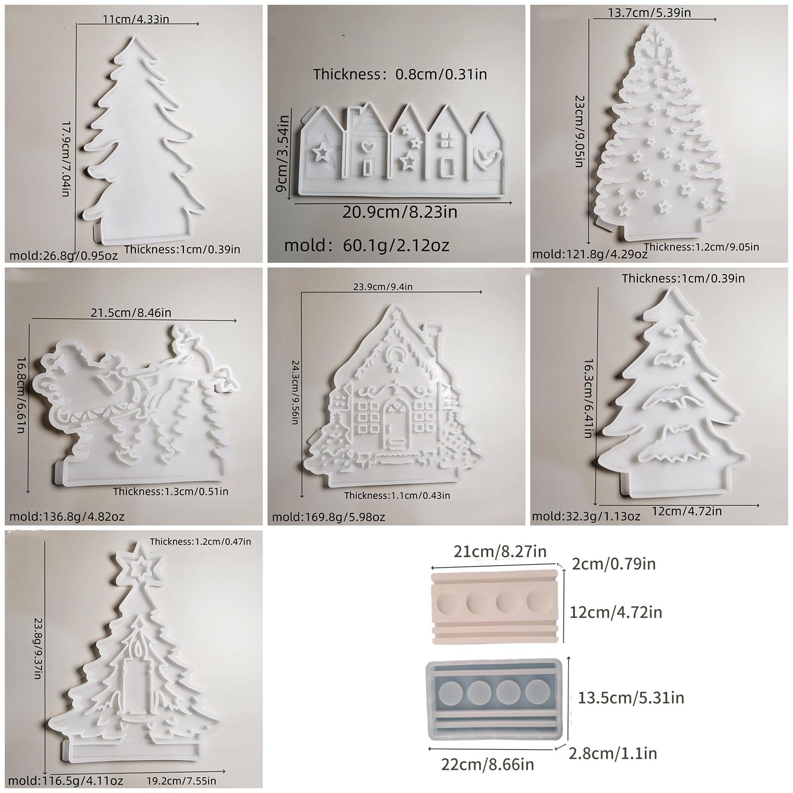 8 portacandele in silicone a tema natalizio per resina epossidica, portacandele, supporto, stampi per decorazioni natalizie