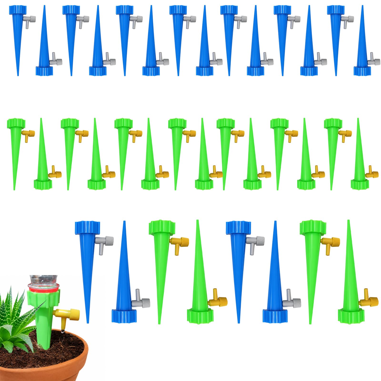 40Pcs Watering Spikes for Outdoor Plants, Watering System, Automatic Plant Watering Stakes for Garden Pots and Containers, Terracotta Clay Irrigation Spikes with Consistent Moisture Control
