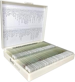 BoliOptics 100 Prepared Microscope Slides General Biology Specimen Set Plant Animal Human Anatomy Cells for Students Hobbyists Beginners Kids Homeschool, SL39901008