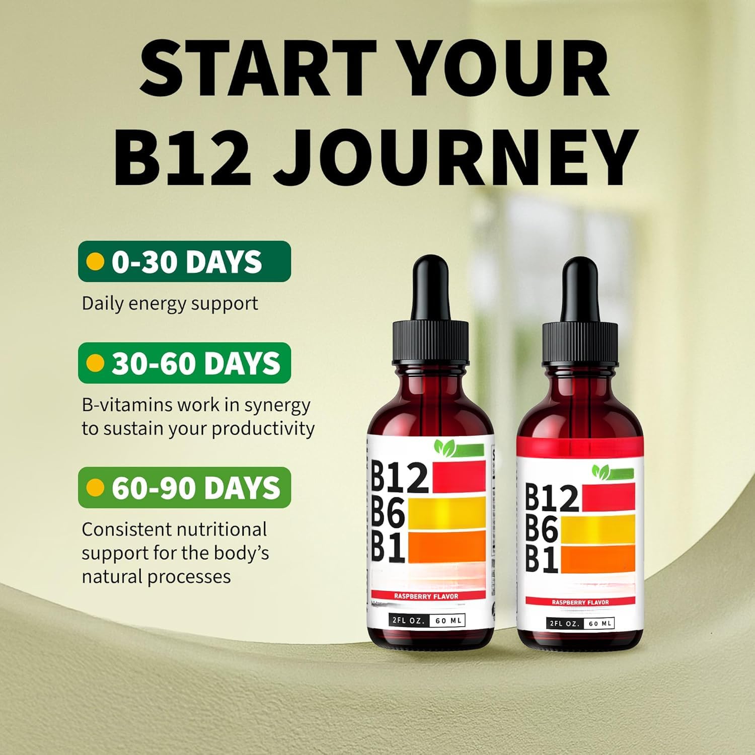 (Paquete de 4) Vitaminas B12 y B6, vitaminas B sublinguales B12 para energía, cerebro y corazón.