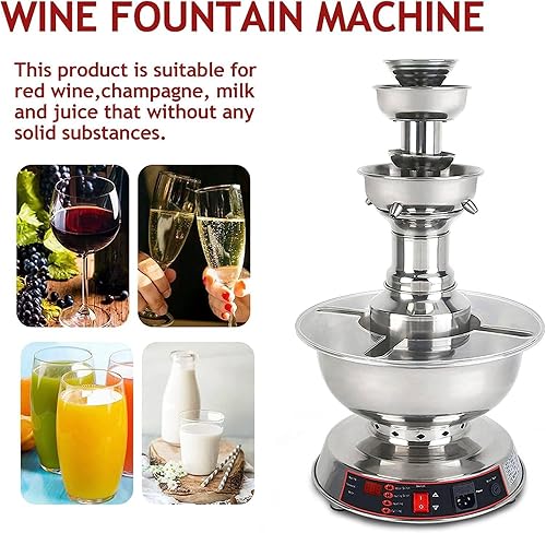 Miniatura 2 de GEHPYYDS Máquina de fuente de vino de 3 niveles, equipo de catering de boda para fiesta de festival, fuente de jugo de regulación de temperatura de