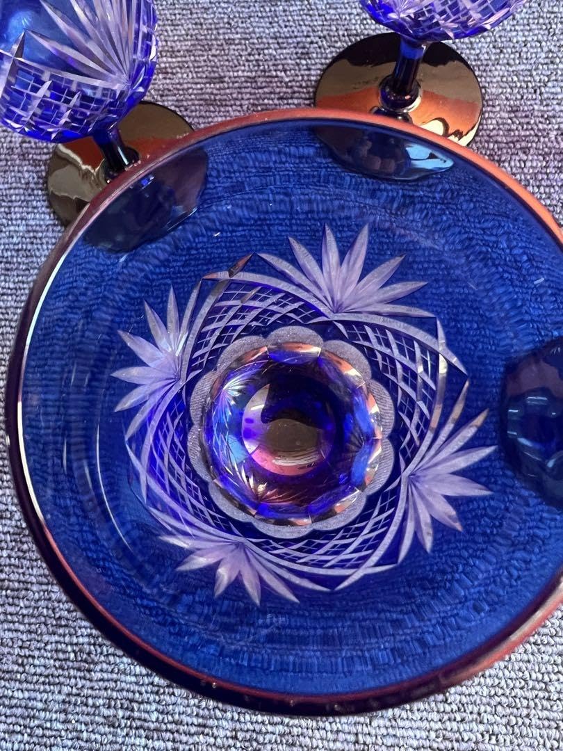 Amazon | 1099 手づくりガラス 上海切子 ワインカップ 5客 | ノー